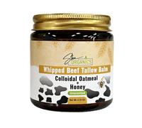 Shea Organics Whipped Beef Tallow Balm for Face & Body | 100% Grass-Fed Tallow with Colloidal Oatmeal & Honey | Unscented Moisturizer for Sensitive, Eczema-Prone & Rosacea-Prone Skin | 4.23 oz