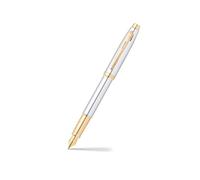 Sheaffer 100 Chrome Fountain Pen with Gold Tone Trim and Medium Nib