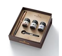 Sheaffer 100 G9374 Coffee Edition Fountain Pen (Medium) with 3 x 10ml Ink Bottles, Matt Brown, Gift Set