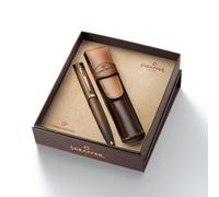 Sheaffer 100 G9374 Coffee Edition Fountain Pen with Leather Single Pen Pouch Gift Set - Medium