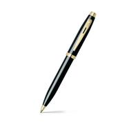 Sheaffer 100 - Refillable rollerball pen, glossy black lacquer, gold-tone trim