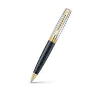 Sheaffer 300 Ballpoint Pen | E9347 Engraved Matte Black Barrel and Glossy Chrome Cap with Gold PVD Edges | Premium Ballpoint Pen