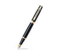Sheaffer 300 E9325 Flexible Medium Nib Fountain Pen - Glossy Black with Gold Tone Trims, Black