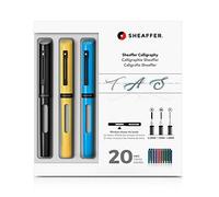 Sheaffer Calligraphy Maxi Kit black, yellow, blue - 3x refillable fountain pens, 3x nibs, 20x assorted inks