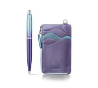 Sheaffer Expressions Gift Set VFM 9430 Blue and Purple Pearlised Gradient Ballpoint Pen with Genuine Leather Card Case