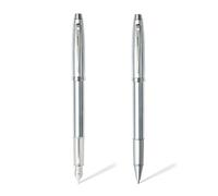 Sheaffer Gift Pack | Set of Fountain Pen + Rollerball Pen | 100 E9306 Brushed Chrome with Chrome Trim