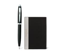 Sheaffer Gift Set 100 9313 Matte Black Ballpoint Pen with Business Card Holder and Chrome Trims