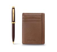 Sheaffer Gift Set 100 9370 Glossy Brown Ballpoint Pen with Rustic Mocha Credit Card Holder | Premium Gift Sets