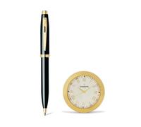 Sheaffer Gift Set 100 Ballpoint Pen With Table Clock Glossy Black With Gold Trims