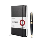 Sheaffer Gift Set 300 | G9325 Glossy Black with Gold Tone Trim Ballpoint Pen with Medium Notebook | Premium Gift Set