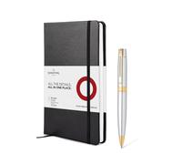 Sheaffer Gift Set 300 | G9342 Bright Chrome with Gold Tone Trim Ballpoint Pen with Medium Notebook | Premium Gift Set