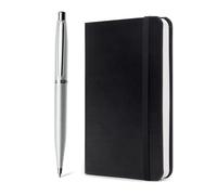 Sheaffer Gift Set VFM 9400 Strobe Silver Ballpoint Pen with Small Notebook and Chrome Trims