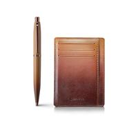 Sheaffer Gift Set VFM 9428 Coffee Edition Ballpoint Pen with Regal Brown PVD Trims and Credit Card Holder - Matt Brown