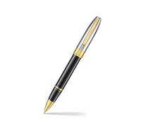 Sheaffer Legacy 9065 Pen, Bi-Color Black Tuxedo Medalist, 14KT PVD Gold Trims, with Custom Leather Pouch and Luxury Gift Box (Rollerball)