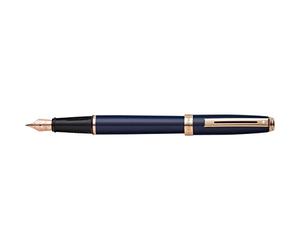 Sheaffer Prelude E0914353 Refillable Click-Off Cap Lacquer Fountain Pen with Rose Gold Trim, Medium Nib, includes Premium Gift Box and Blue Cartridge, 1 Pack, Cobalt Blue
