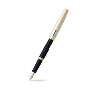 Sheaffer Sagaris Medium Nib Gold Trim Chrome Cap Fountain Pen - Black