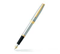 Sheaffer Sagaris Medium Nib Gold Trim Fountain Pen - Brushed Chrome