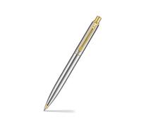 Sheaffer Sentinel 333 Brushed Chrome Plated Barrel With Chrome Cap & PVD Gold Trim Ballpoint Pen | Fitted with a Medium Black Ink K-Style Sheaffer Refill