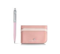 Sheaffer Sentinel Emily in Paris E321 Ballpoint Pen, Pink Matte Finish, Chrome-Plated Trims, Bow-Shaped Clip (Ballpoint Pen Full-Grain Leather Credit Card Holder Gift Set)