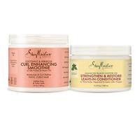 SheaMoisture Curly Hair Care Bundle - Coconut & Hibiscus Curl Enhancing Smoothie & Jamaican Black Castor Oil Strengthen & Restore Leave-In Condit