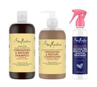 SheaMoisture Jamaican Black Castor Oil Strengthen & Restore Shampoo 384 ml + Conditioner 384 ml & SheaMoisture Sugarcane Extract & Meadowfoam Seed Miracle Hair Styler Leave-In Treatment 237 ml