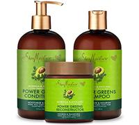 SheaMoisture Power Greens Curly Hair Moringa And Avocado Shampoo, Conditioner And Reconstructor Dry Hair Moringa Avocado to moisturize
