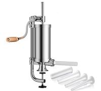 SHEANAON 2.5LB Sausage Filler Stuffer Vertical Kitchen Machine - Stainless Steel Homemade Meat Stuffing Maker Kit with Manual Crank and 4 Stuffing Nozzles - Commercial and Household Use