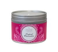 Shearer Candles Small Tropical Watermelon Scented Tin Candle with Silver Lid, Pink