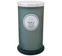 Shearer Candles Vanilla and Coconut Scented Tall Pillar Jar Candle with Silver Lid-Grey