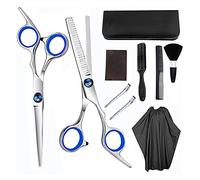 Shears for Hair Cutting 10 Pcs Set Professional 6 '' Hair Scissors with Bag Comb Clip Brush Haircut Thinning Barber Cutting Shears Hairdresser Scissors Hair Cutting Kit (Blue Set B)