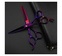 Shears for Hair Cutting 5-color Professional Left-handed Barber Scissors, 6-inch Barber Scissors Set, Barber Scissors For Sparse Hair, Hairdresser's Scissors Hair Cutting Kit (Color : Purple set)