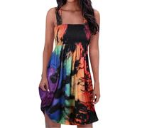 Sheath Dress Women's Long Sleeve Casual Summer Dress with Watercolor Print Perfect for Everyday and Holiday Camisole Design Match with a Transparent Black Mini Dress Women's Neckline, Multicoloured