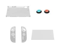 SHEAWA Protective Set for Switch 2 - Transparent Crystal Case + Tempered Glass Film, Joystick Thumb Sticks Grip Cover Case + Handles Protectors for JoyCon