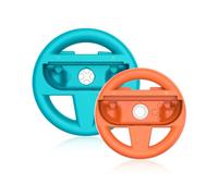SHEAWA Racing Steering Wheel for Switch2 JoyCon - Grip Controller Set, Switch Racing Controller Grip Accessories for Mario Kart 8 (Orange-Blue)