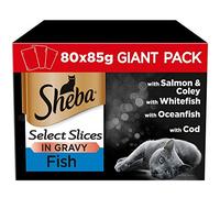 Sheba 80 x 85g Adult Cat Food Pouches Select Slices Fish Collection In Gravy