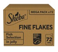 SHEBA - Adult Wet Cat Food Pouches - 72 x 85 g - Fish Collection - Bulk Cat Food Megapack - 72 Jelly Pouches