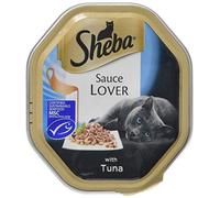 Sheba Sauce Lover - Wet Cat Food for Adult Cats with Tuna, 18 Trays (18 x 85 g)