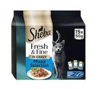 Sheba Cat Wet Food - Fresh and Fine - Cat Pouches Fish in Gravy - 3 x 15 x 50 g
