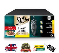 Sheba Cat Wet Food Fresh & Fine Poultry in Gravy - 50 x 50g Cat Pouches
