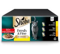 Sheba Cat Wet Food Pouches - Poultry in Gravy, 50 Pack of 50g