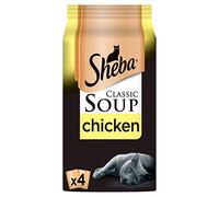 Sheba Classic Cat Soup Pouches Chicken Fillets, 4 x 40 g (Pack of 12)