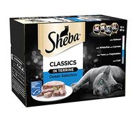 Sheba Classics in Terrine - Ocean Collection - Wet pate trays for adult cats - Pack of 4 (4 x 12 Trays x 85 g)