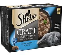Sheba Craft Collection, Fish Selection in Gravy, Wet Cat Food Pouches for Adult Cats, Pack of 4 (4 x 12 Pouches x 85 g)