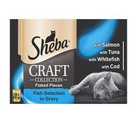 Sheba Craft Collection, Wet Cat Food Pouches, Fish Selection in Gravy, 12 x 85 g