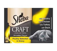 Sheba Cat Wet Food in Pouch Craft Collection, Poultry Selection in Gravy, 12x85g