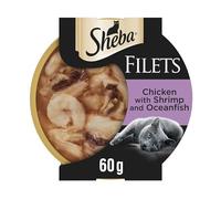 Sheba Fillets Cat Food Tray with Chicken, Shrimp and Ocean Fish in Gravy 2x16x60g