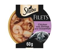 Sheba Fillets Cat Food Tray with Chicken, Shrimp and Ocean Fish in Gravy 2x16x60g