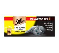 SHEBA Fine Flakes Adult Cat Food Pouch Poultry Selection in Jelly Mega Pack 40 x 85g