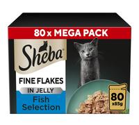 SHEBA Fine Flakes Cat Food Pouch Fish in Jelly Giant Pack 80 x 85g