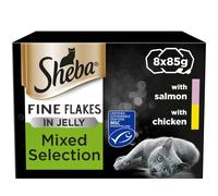 Sheba Fine Flakes Cat Food Tray Collection with Salmon & Chicken in Je